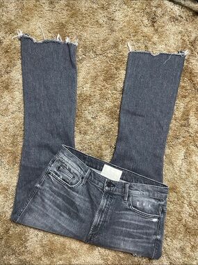 MOTHER Jean The Insider Crop Step Fray Black/Gray Size 30